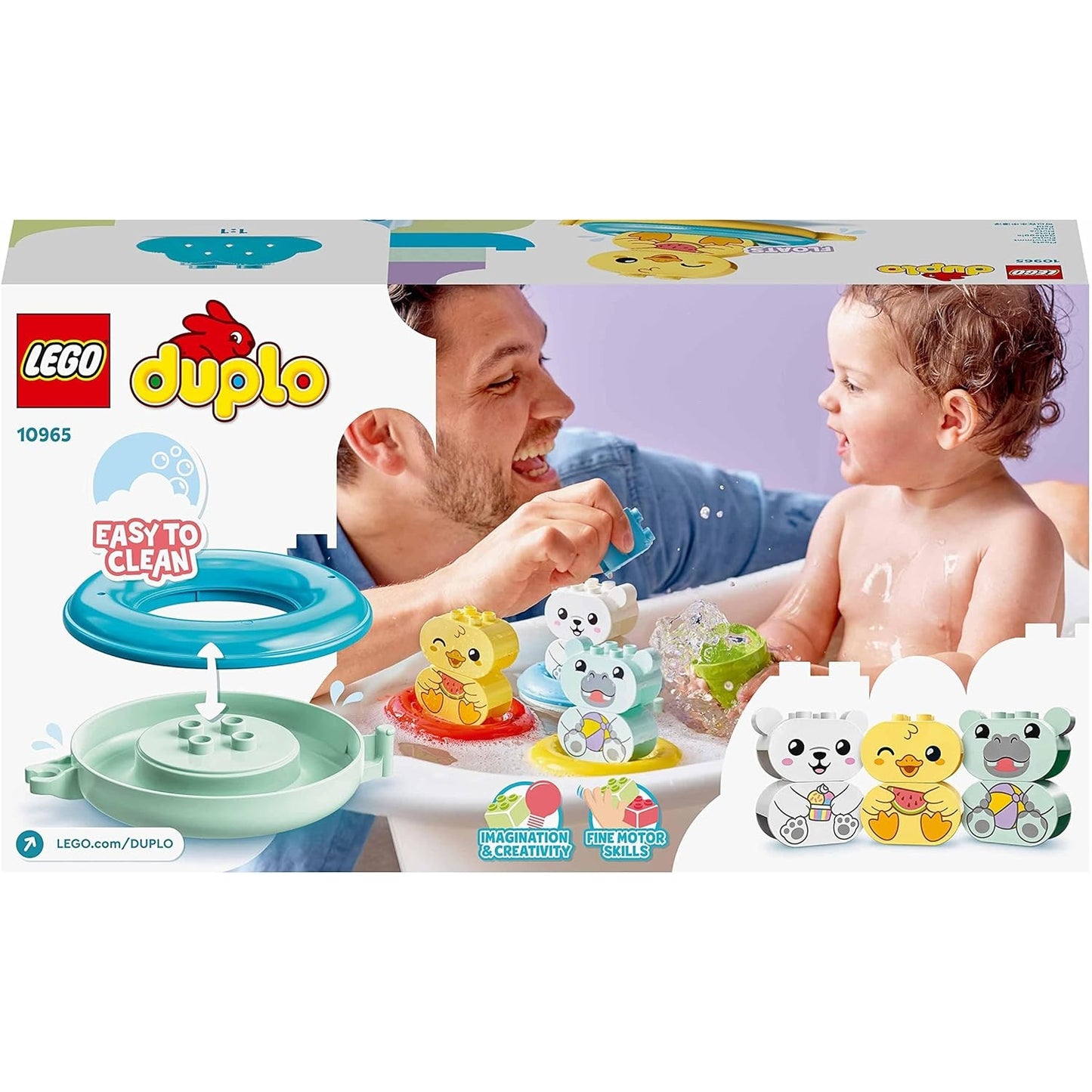 LEGO 10965 DUPLO Badewannenspaß: Schwimmender Tierzug, Badewannenspielzeug für Babys und Kleinkinder