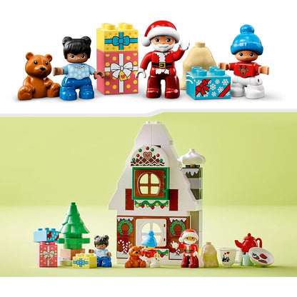 LEGO 10976 DUPLO Lebkuchenhaus mit Weihnachtsmann Figur, Weihnachtshaus-Spielzeug, Geschenk für Kleinkinder