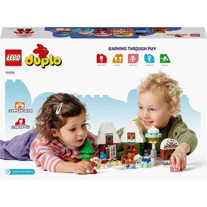 LEGO 10976 DUPLO Lebkuchenhaus mit Weihnachtsmann Figur, Weihnachtshaus-Spielzeug, Geschenk für Kleinkinder