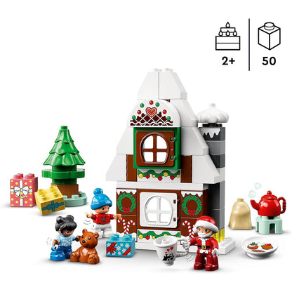 LEGO 10976 DUPLO Lebkuchenhaus mit Weihnachtsmann Figur, Weihnachtshaus-Spielzeug, Geschenk für Kleinkinder