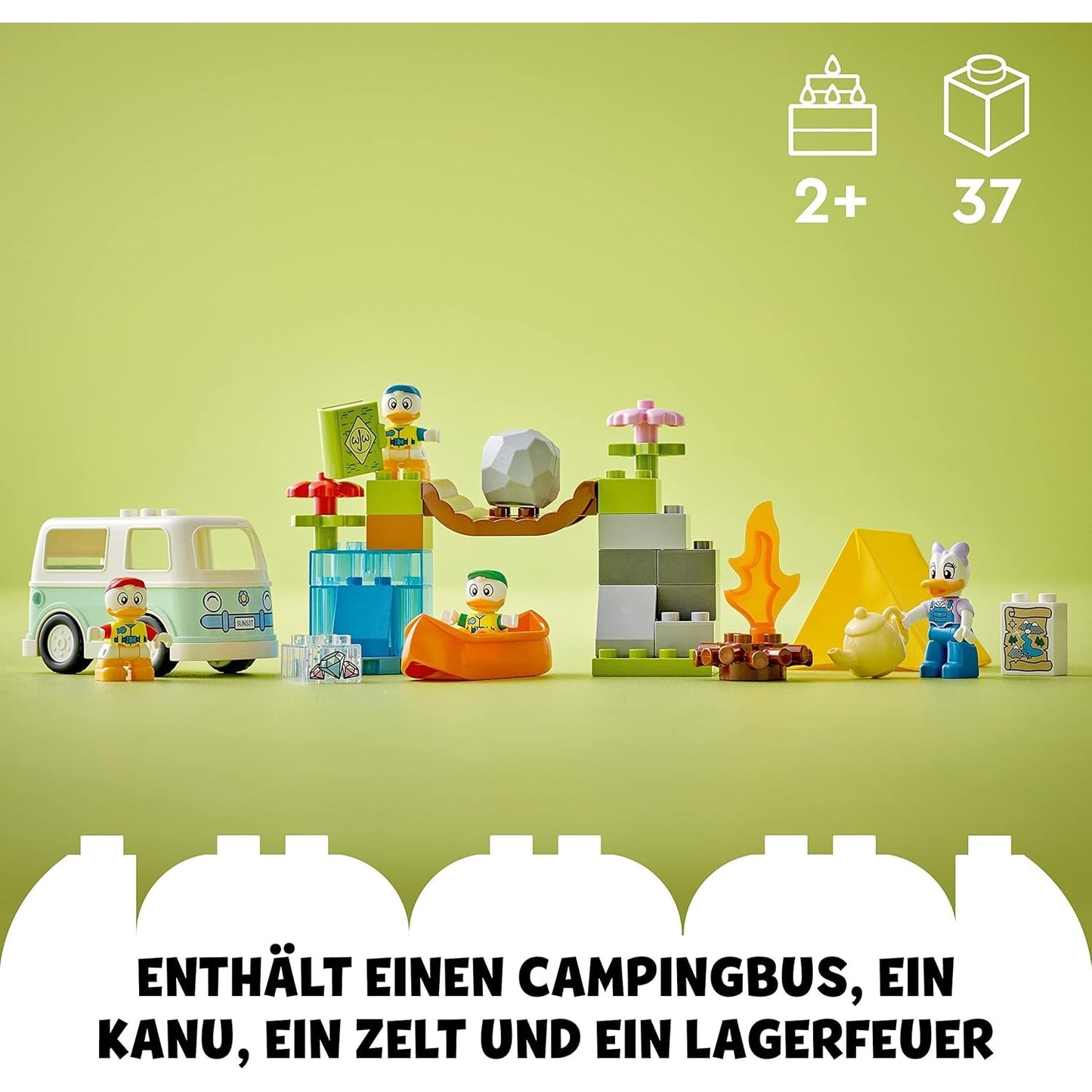 LEGO 10997 DUPLO Disney Mickey and Friends Camping-Abenteuer Set mit Wohnmobil, Kanu und Daisy Duck Figur