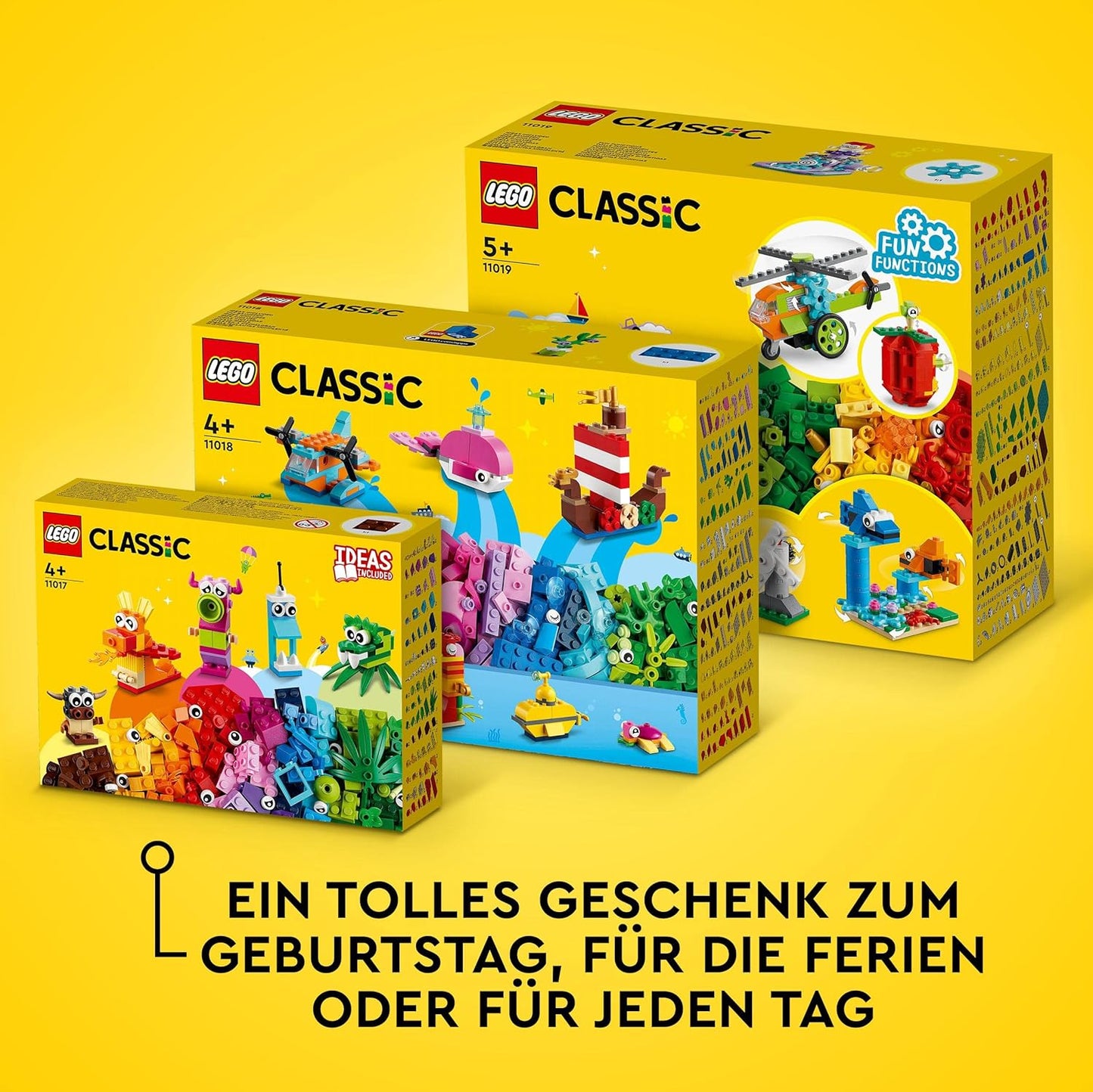 LEGO 11019 Classic Bausteine und Funktionen Box mit Steinen für Hubschrauber