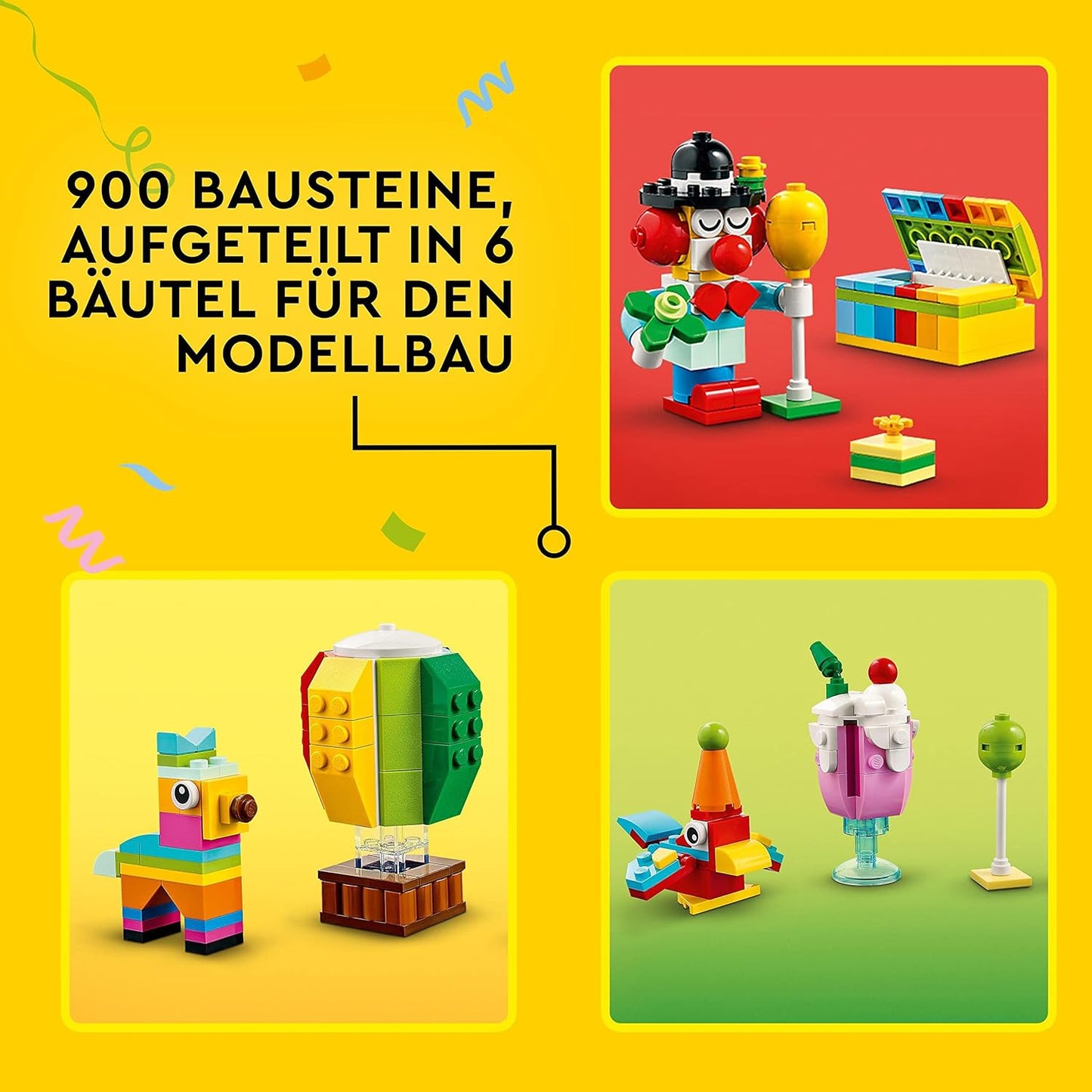 LEGO 11029 Classic Party Kreativ-Bauset Bausteine-Box, Familienspiele zum gemeinsamen Spielen