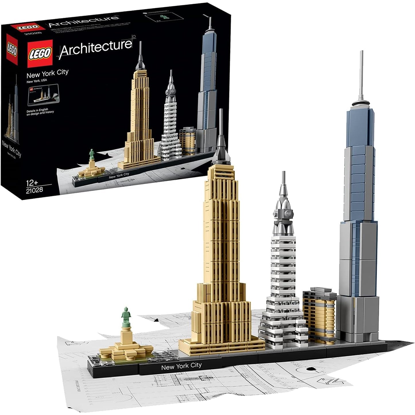 LEGO 21028 Architecture New York City Set Skyline-Modellbausatz mit World Trade Center und Freiheitsstatue