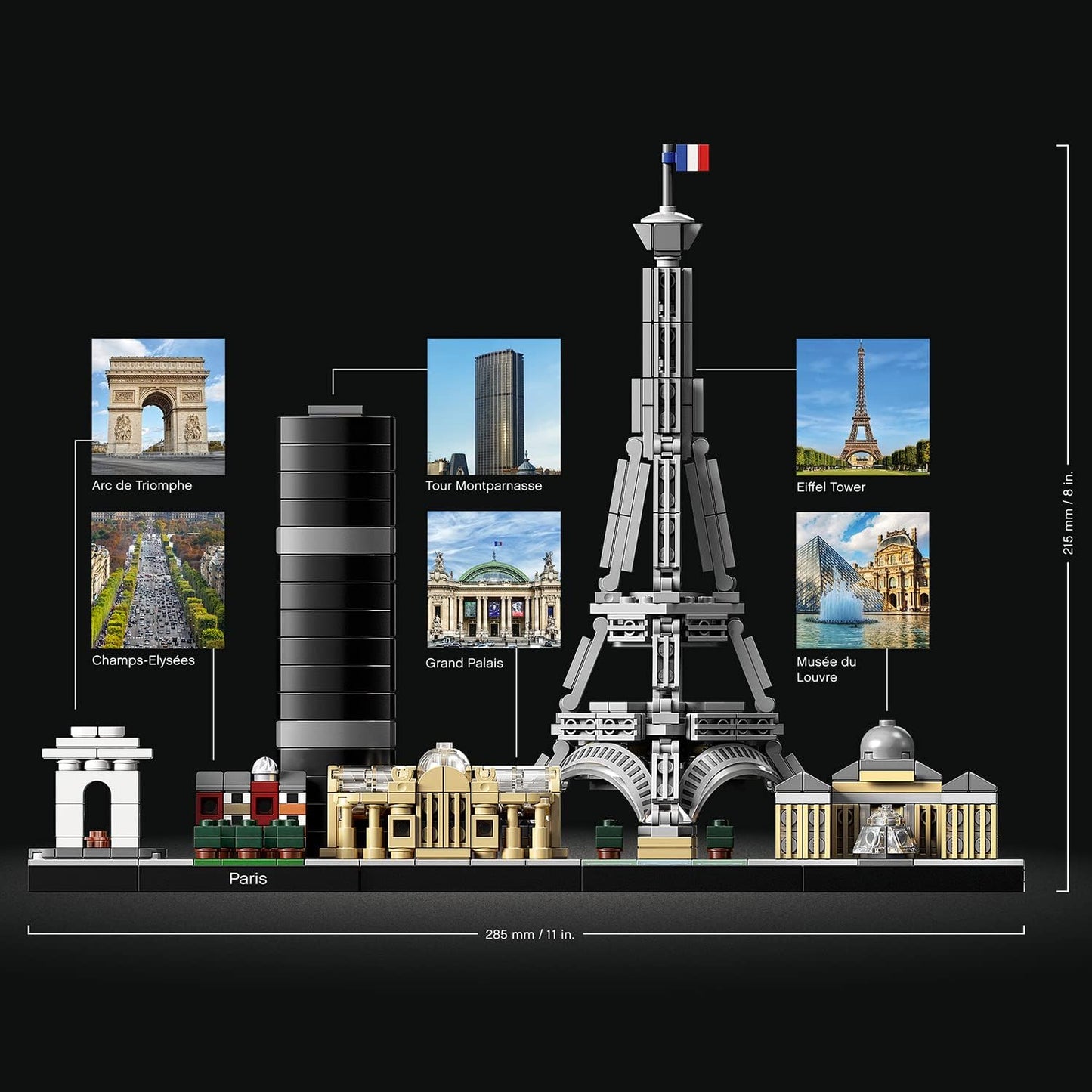 LEGO 21044 Architecture Paris, Modellbausatz mit Eiffelturm und Louvre-Modell, Skyline-Kollektion, Haus- und Raum-Deko