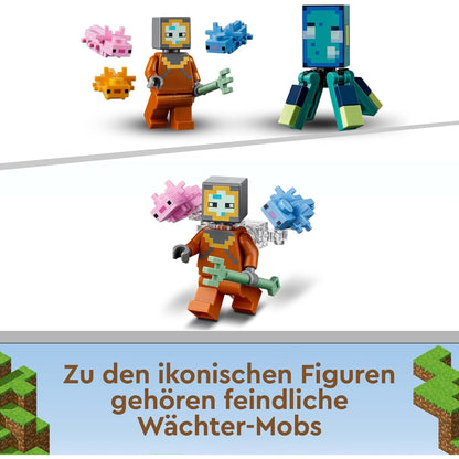 LEGO 21180 Minecraft Das Wächterduell, Unterwasser-Abenteuer, Kinderspielzeug ab 8 Jahren