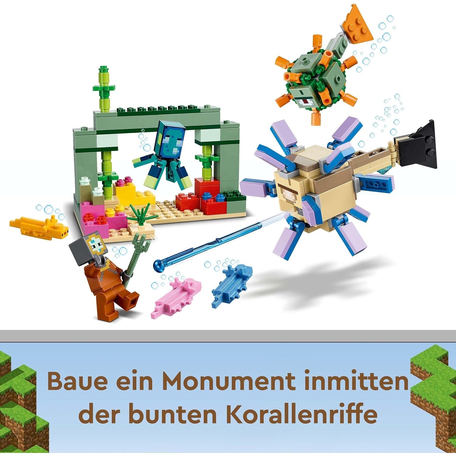 LEGO 21180 Minecraft Das Wächterduell, Unterwasser-Abenteuer, Kinderspielzeug ab 8 Jahren