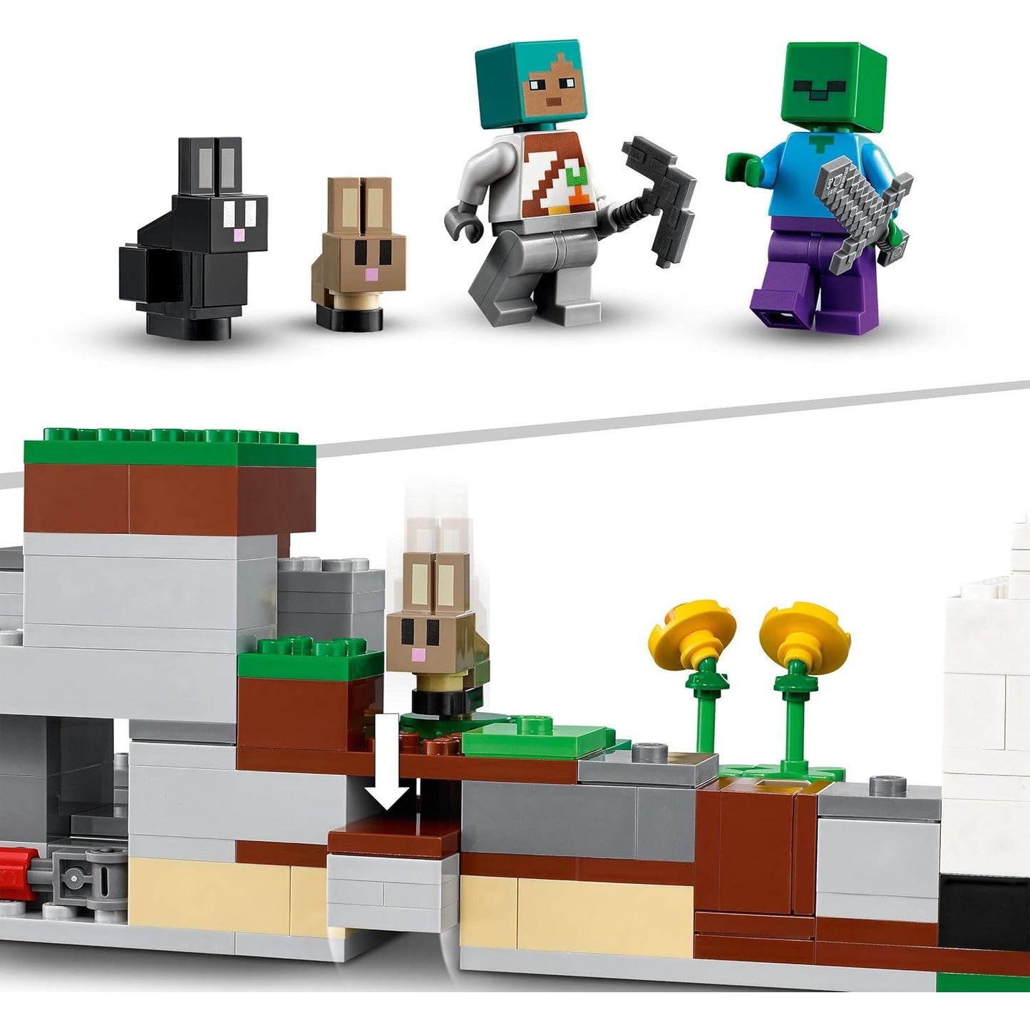 LEGO 21181 Minecraft Die Kaninchenranch, Bauernhof-Spielzeug mit Zähmer, Zombie und Tieren