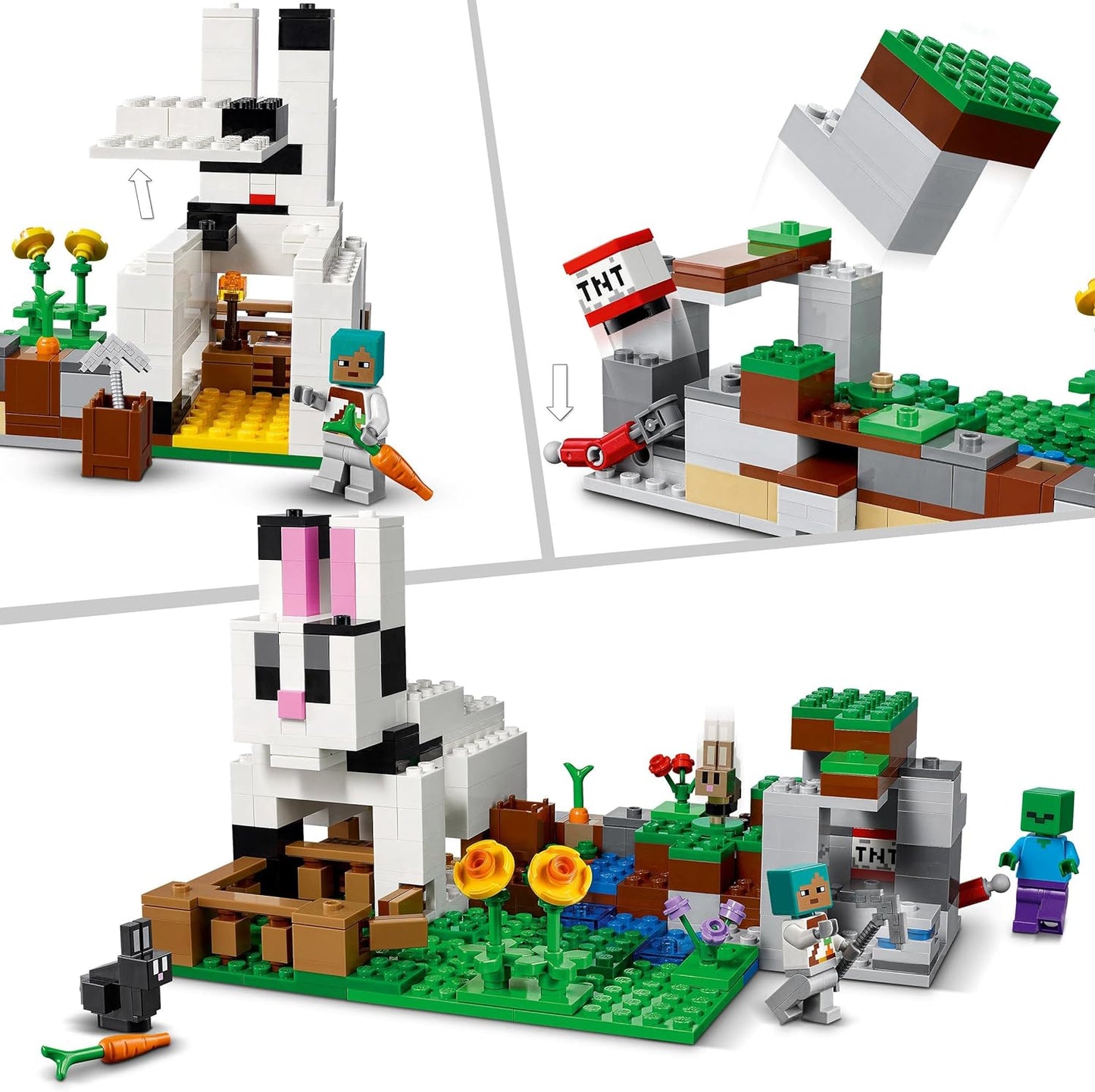 LEGO 21181 Minecraft Die Kaninchenranch, Bauernhof-Spielzeug mit Zähmer, Zombie und Tieren