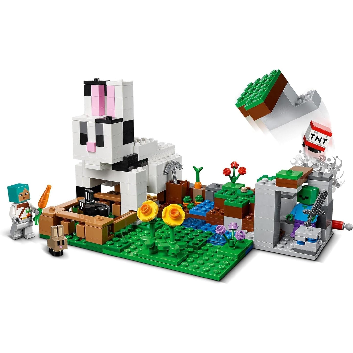 LEGO 21181 Minecraft Die Kaninchenranch, Bauernhof-Spielzeug mit Zähmer, Zombie und Tieren