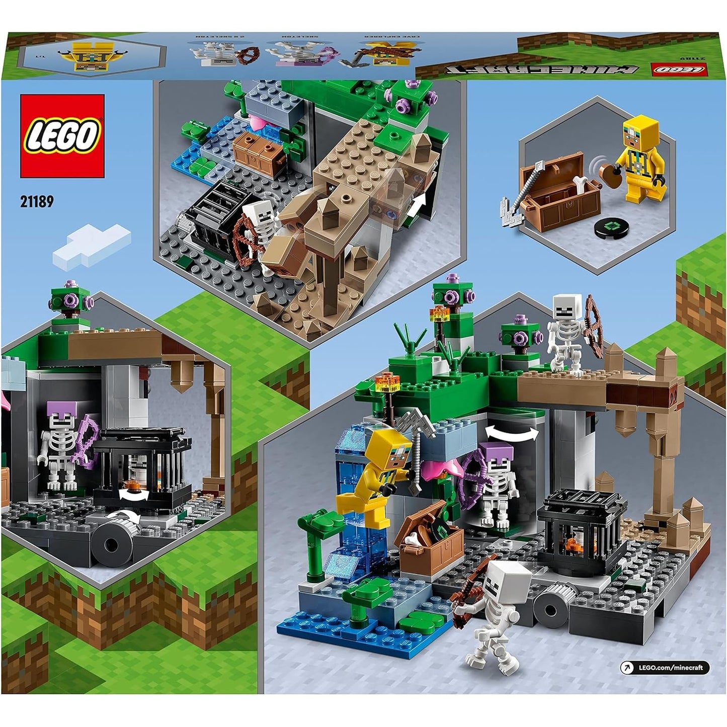 LEGO 21189 Minecraft Das Skelettverlies, Set mit Höhlen, Skelettfiguren, Kreaturen