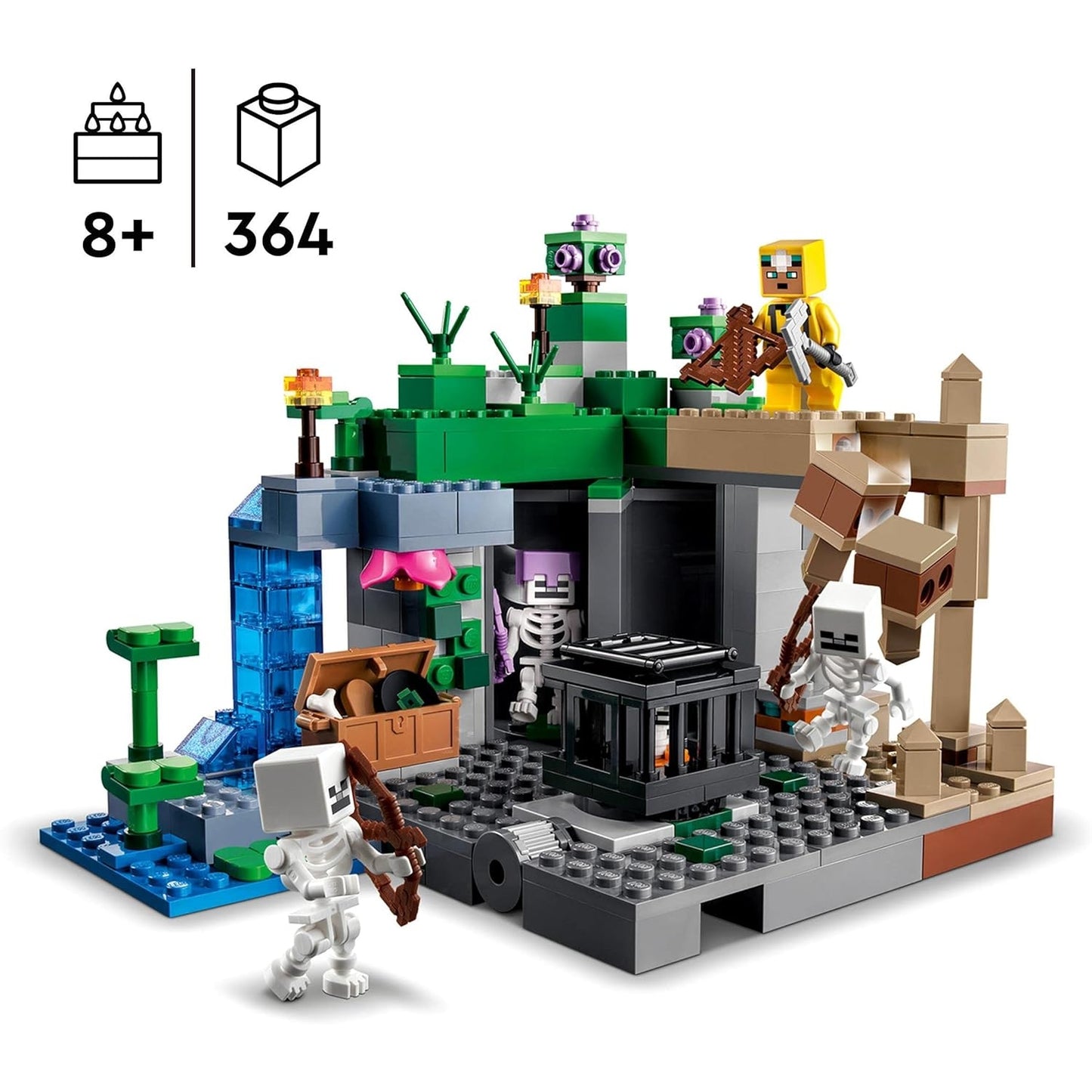 LEGO 21189 Minecraft Das Skelettverlies, Set mit Höhlen, Skelettfiguren, Kreaturen