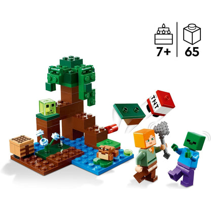 LEGO 21240 Minecraft Das Sumpfabenteuer Set, Spielzeug mit Figuren mit Alex und Zombie