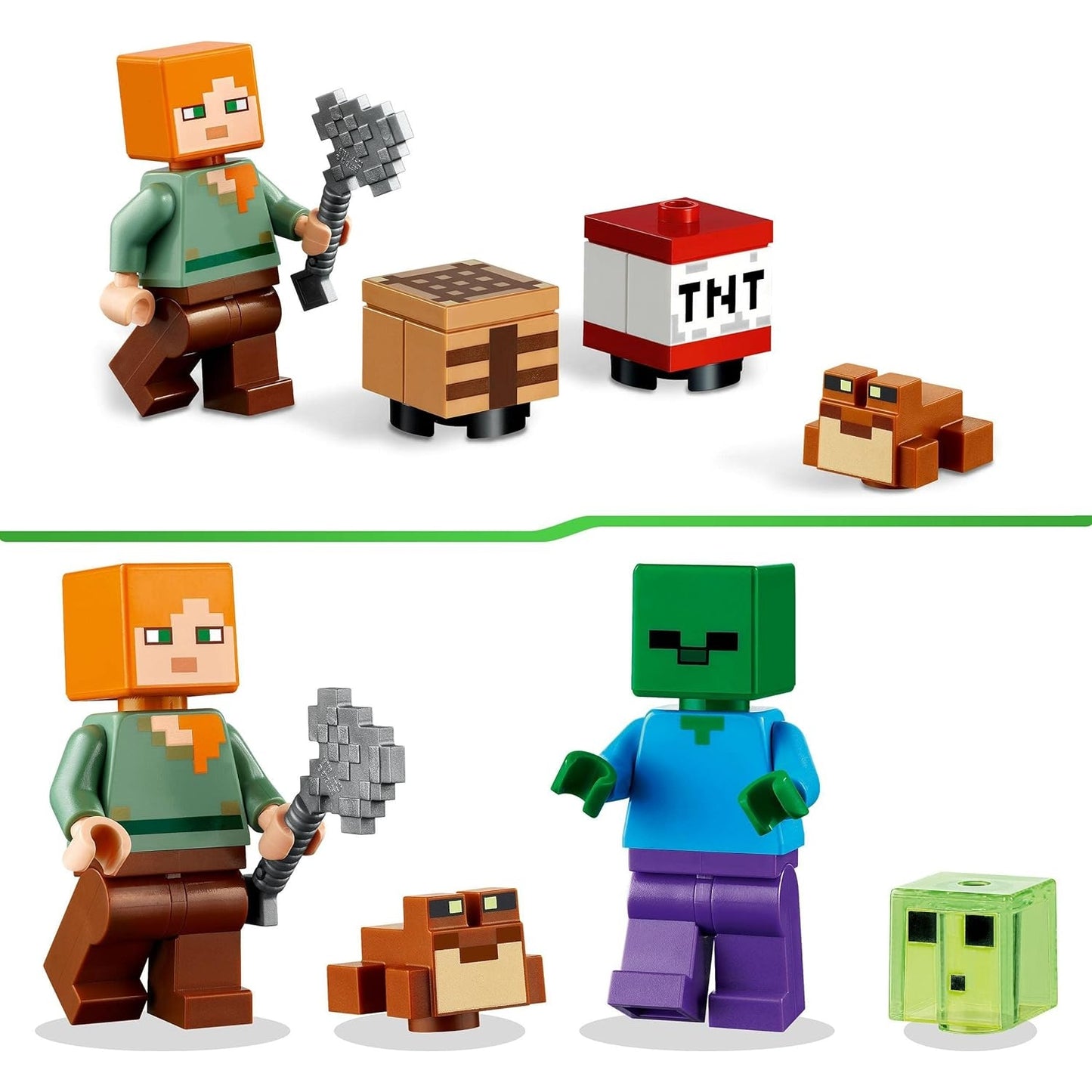 LEGO 21240 Minecraft Das Sumpfabenteuer Set, Spielzeug mit Figuren mit Alex und Zombie