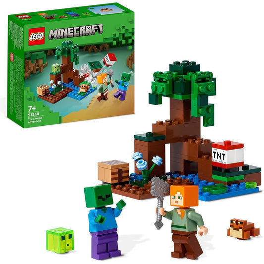 LEGO 21240 Minecraft Das Sumpfabenteuer Set, Spielzeug mit Figuren mit Alex und Zombie