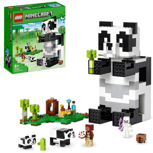 LEGO 21245 Minecraft Das Pandahaus Set, bewegliches Panda-Spielzeug-Haus mit Tier-Figuren und Skelett