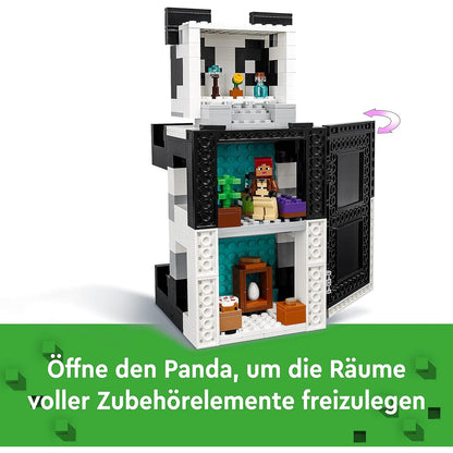 LEGO 21245 Minecraft Das Pandahaus Set, bewegliches Panda-Spielzeug-Haus mit Tier-Figuren und Skelett