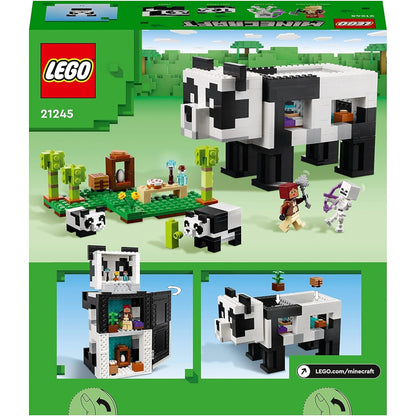 LEGO 21245 Minecraft Das Pandahaus Set, bewegliches Panda-Spielzeug-Haus mit Tier-Figuren und Skelett