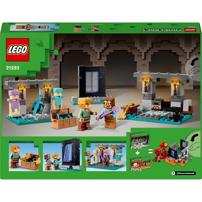 LEGO 21252 Minecraft Die Waffenkammer, Gaming-Set mit Heldenfiguren, Waffen, Alex-Figur