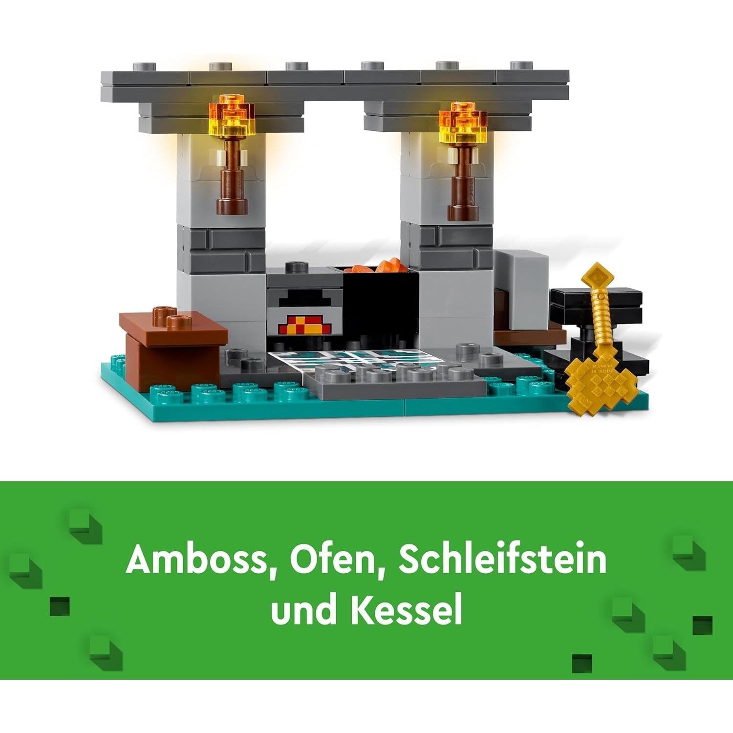 LEGO 21252 Minecraft Die Waffenkammer, Gaming-Set mit Heldenfiguren, Waffen, Alex-Figur