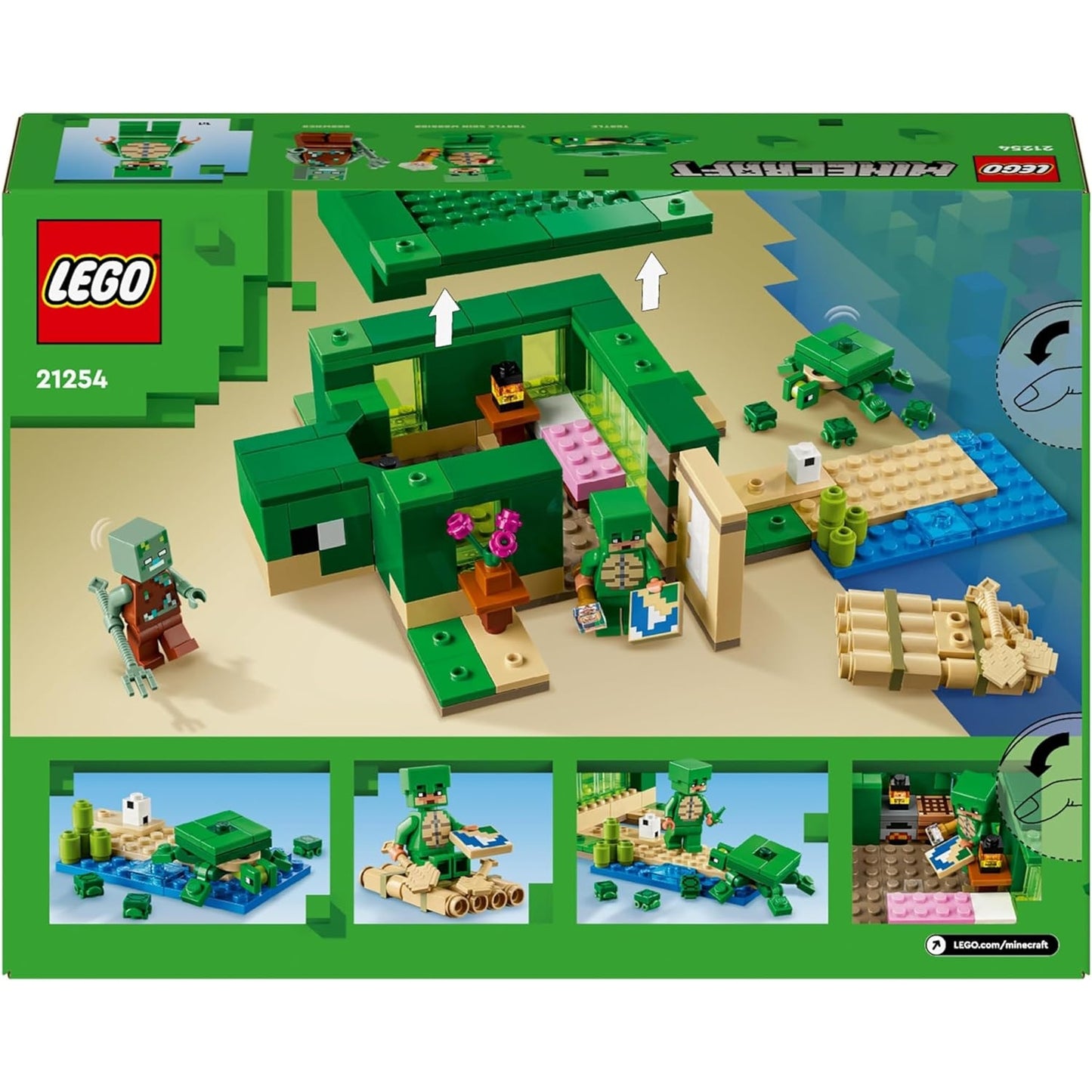 LEGO 21254 Minecraft Das Schildkrötenstrandhaus, Spielzeug-Haus mit Zubehör