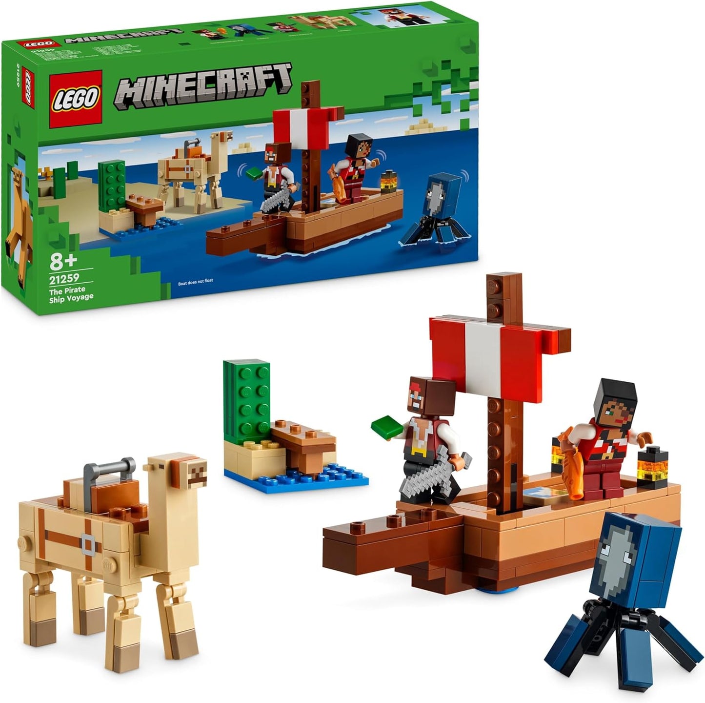 LEGO 21259 Minecraft Die Piratenschiffreise, Spielzeug-Schiff mit Piratenfiguren