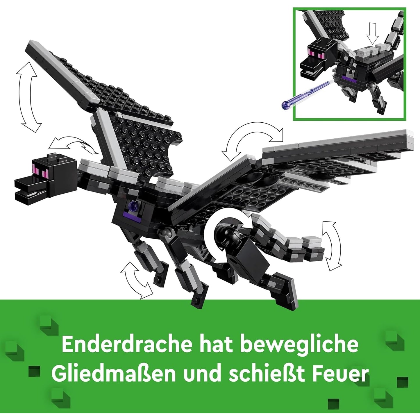 LEGO 21264 Minecraft Der Enderdrache und das Endschiff, Action-Spielzeug und Entdeckerset