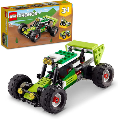 LEGO 31123 Creator 3-in-1 Geländebuggy, Quad, Kompaktlader, Spielzeug Bagger