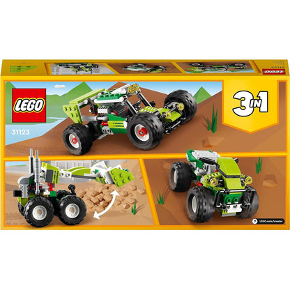 LEGO 31123 Creator 3-in-1 Geländebuggy, Quad, Kompaktlader, Spielzeug Bagger