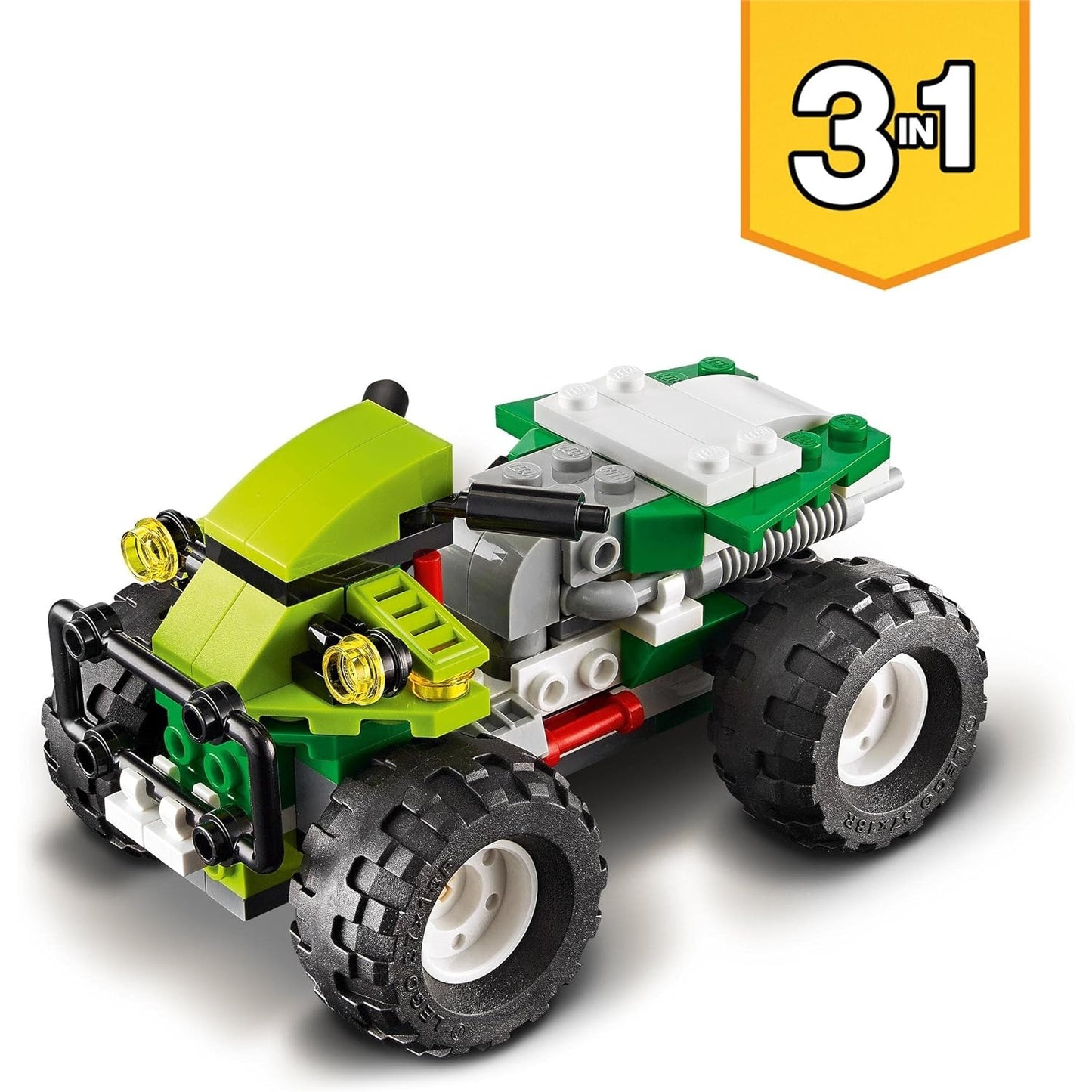 LEGO 31123 Creator 3-in-1 Geländebuggy, Quad, Kompaktlader, Spielzeug Bagger