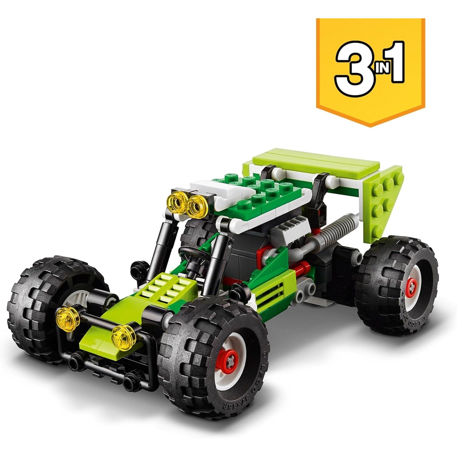 LEGO 31123 Creator 3-in-1 Geländebuggy, Quad, Kompaktlader, Spielzeug Bagger