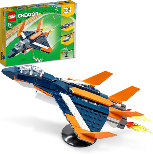 LEGO 31126 Creator 3-in-1 Überschalljet Flugzeug Hubschrauber und Boot 3 Modelle