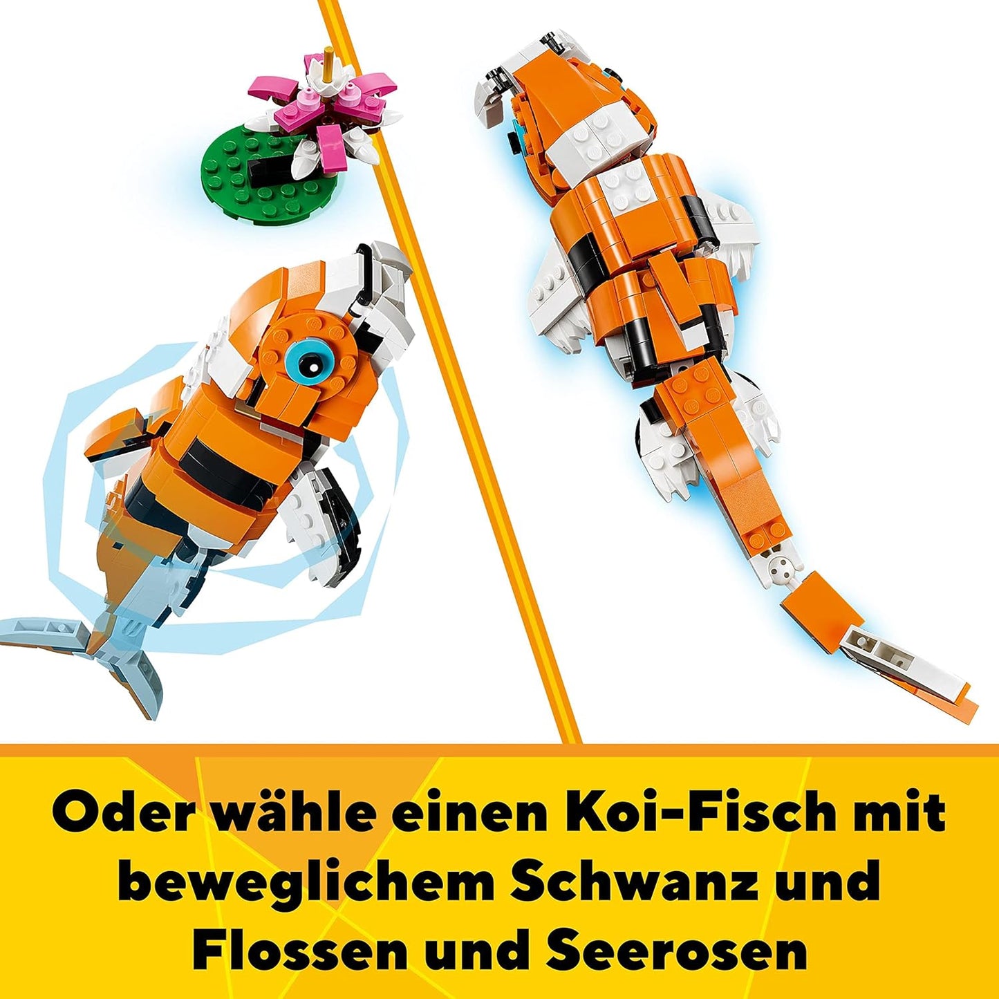 LEGO 31129 Creator Majestätischer Tiger, Panda oder Fisch, 3-in-1 Tierfiguren-Set, Konstruktionsspielzeug mit Tieren