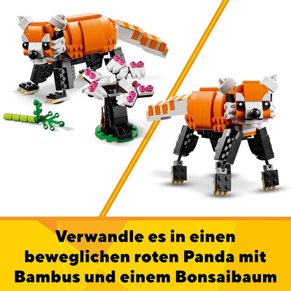 LEGO 31129 Creator Majestätischer Tiger, Panda oder Fisch, 3-in-1 Tierfiguren-Set, Konstruktionsspielzeug mit Tieren