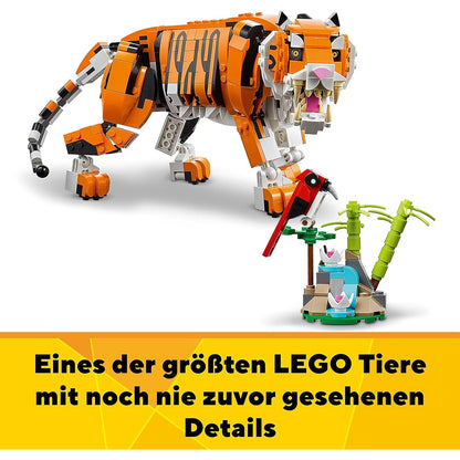 LEGO 31129 Creator Majestätischer Tiger, Panda oder Fisch, 3-in-1 Tierfiguren-Set, Konstruktionsspielzeug mit Tieren