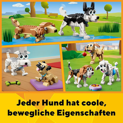 LEGO 31137 Creator 3in1 Niedliche Hunde Set mit Dackel-, Mops-, Pudel-Tierfiguren und mehr