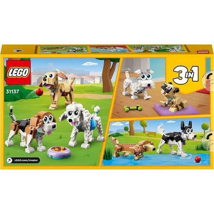 LEGO 31137 Creator 3in1 Niedliche Hunde Set mit Dackel-, Mops-, Pudel-Tierfiguren und mehr