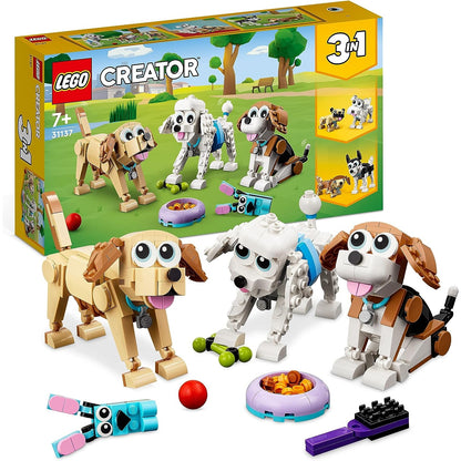 LEGO 31137 Creator 3in1 Niedliche Hunde Set mit Dackel-, Mops-, Pudel-Tierfiguren und mehr