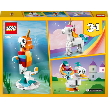 LEGO 31140 Creator 3in1 Magisches Einhorn Spielzeug Seepferdchen Pfau Regenbogen