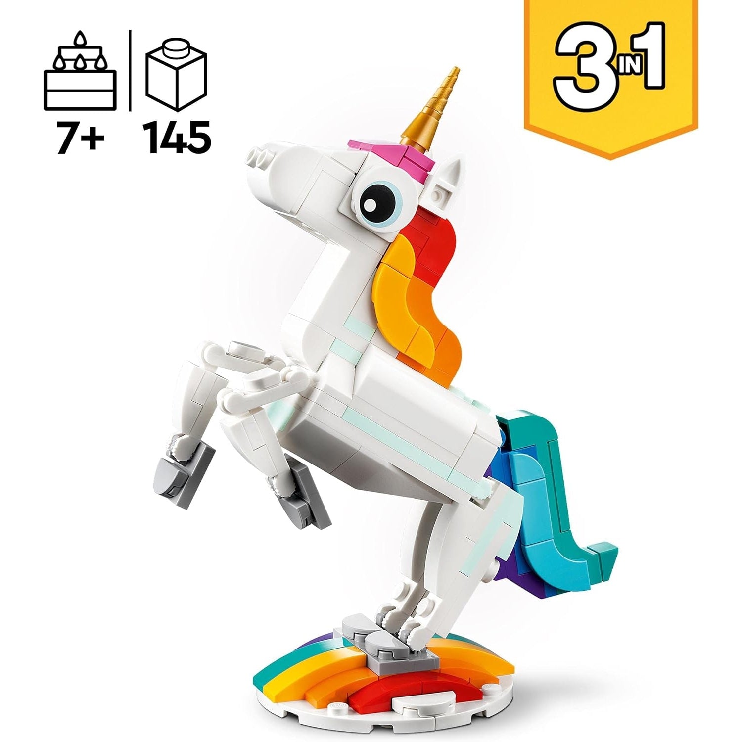 LEGO 31140 Creator 3in1 Magisches Einhorn Spielzeug Seepferdchen Pfau Regenbogen