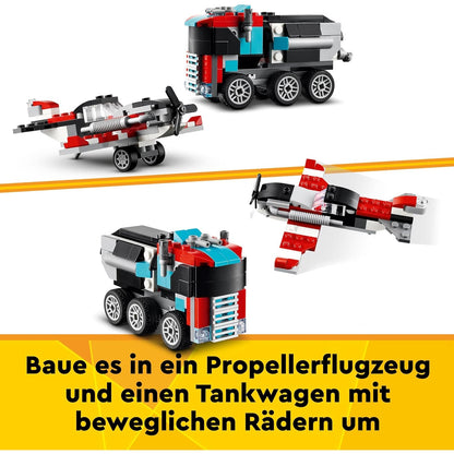 LEGO 31146 Creator 3in1 Tieflader mit Hubschrauber, Fahrzeuge-Set mit Helikopter