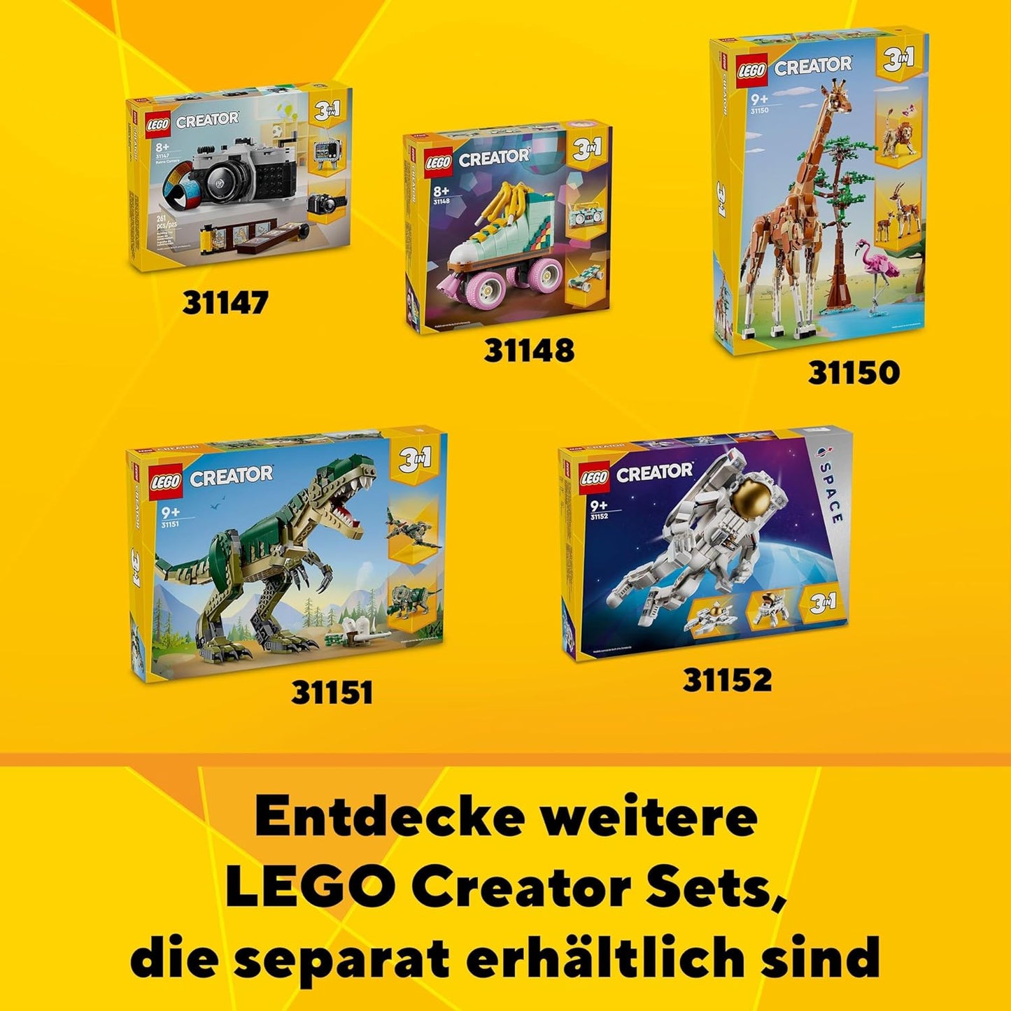 LEGO 31151 Creator T.Rex, 3-in-1-Dino zum Umbauen in einen Triceratops oder Pterodaktylus