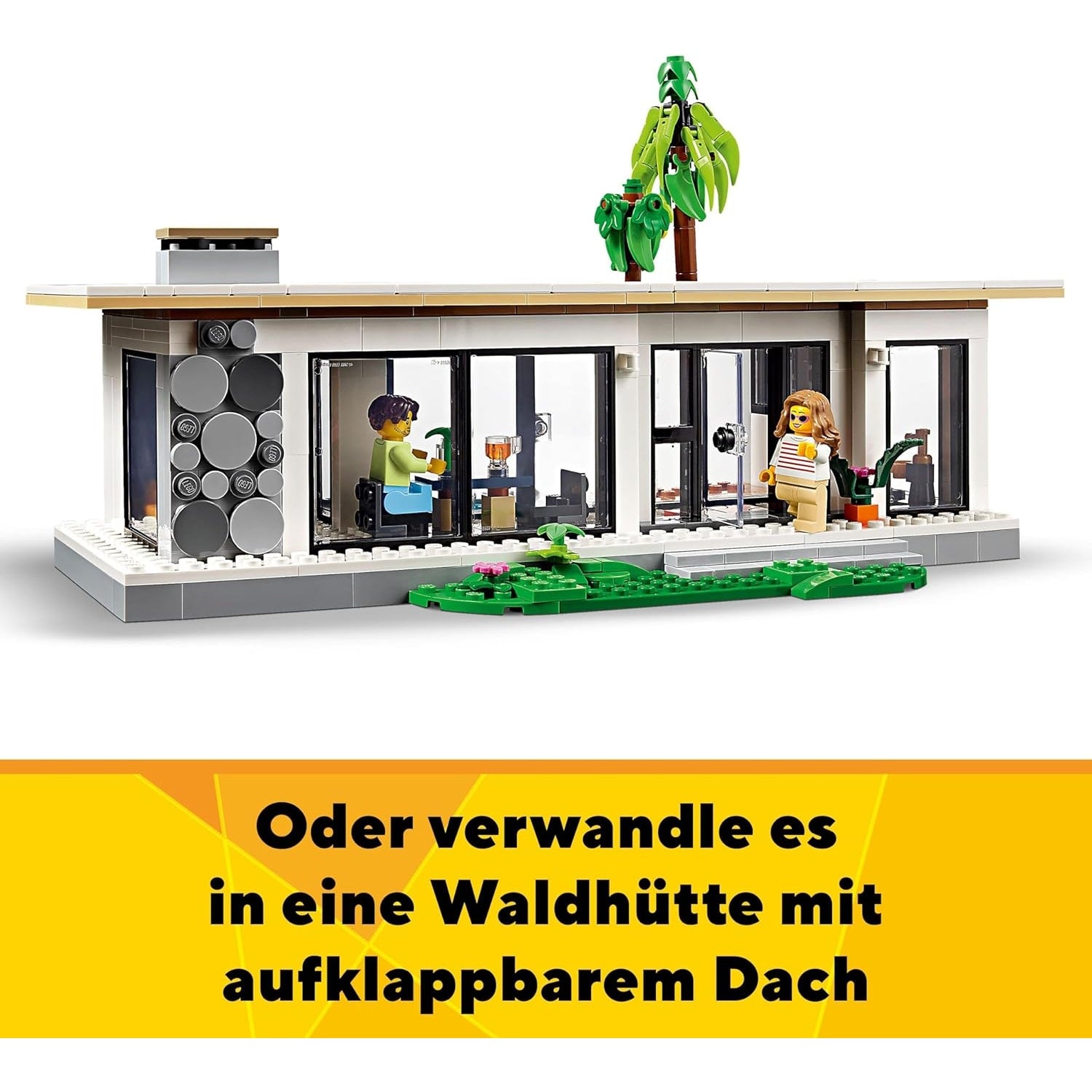 LEGO 31153 Creator Modernes Haus, 3-in-1-Set zum Umbauen in ein Stadthaus oder Waldhütte