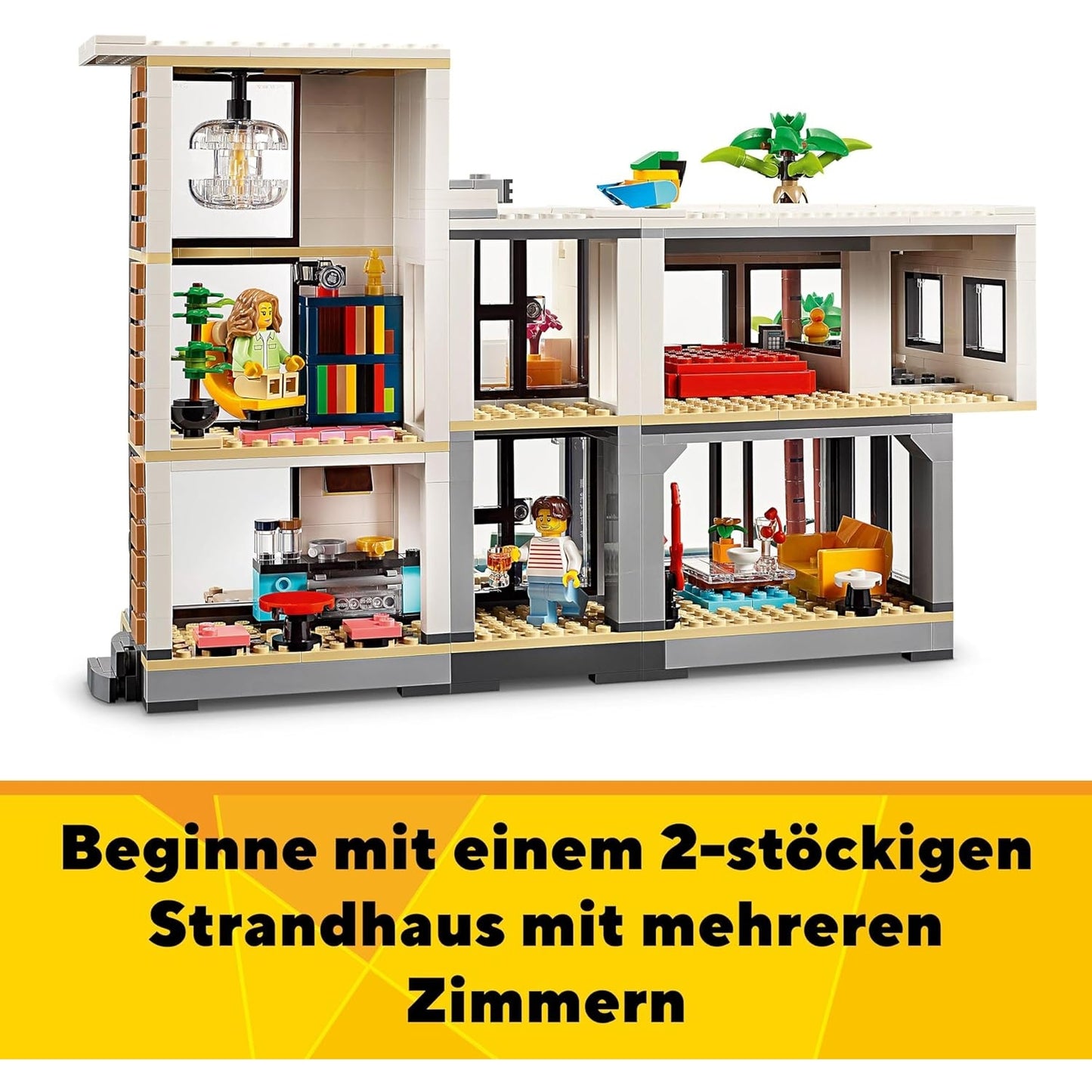 LEGO 31153 Creator Modernes Haus, 3-in-1-Set zum Umbauen in ein Stadthaus oder Waldhütte