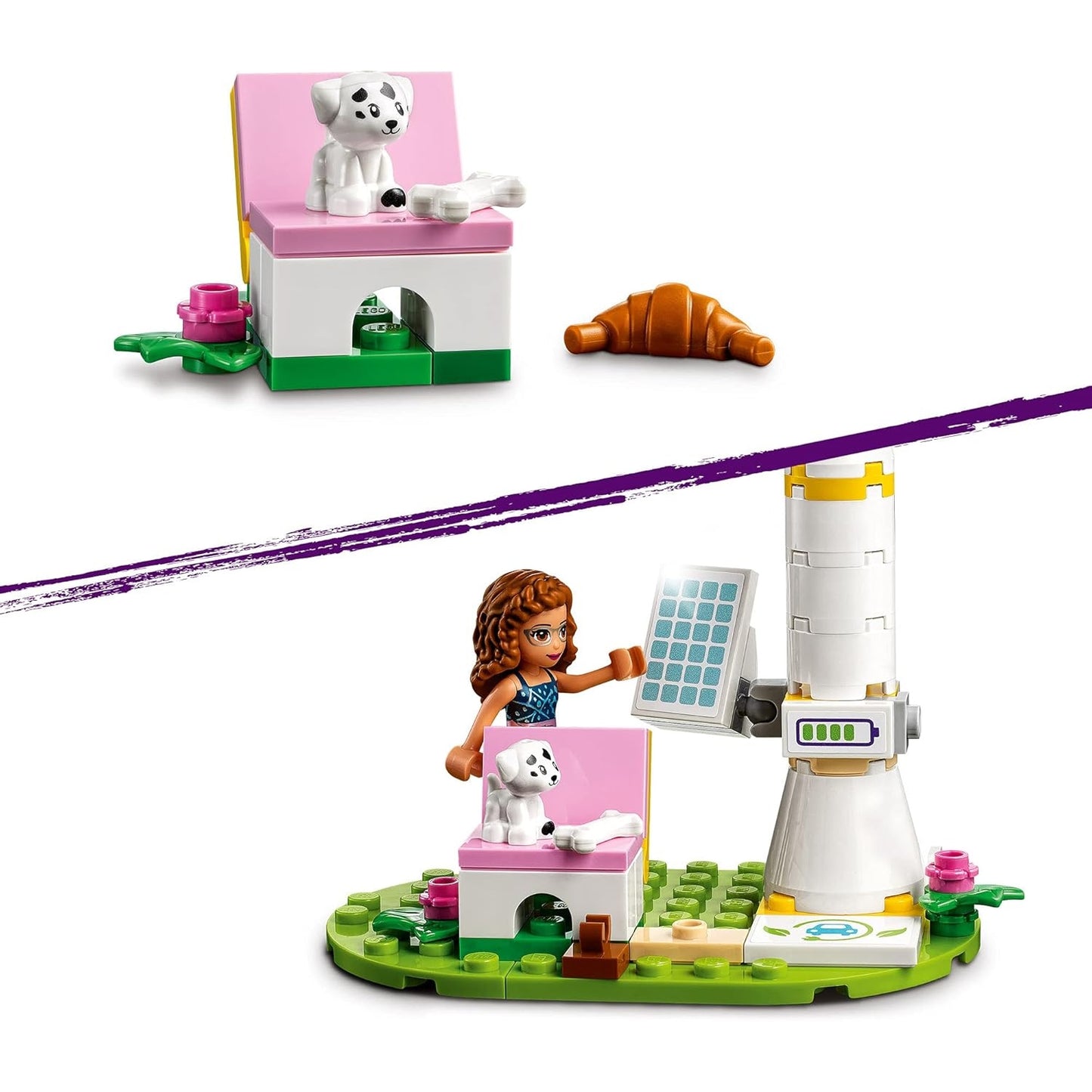 LEGO 41443 Friends Olivias Elektroauto Set mit Mini-Puppen Olivia & Mia und Spielzeugauto