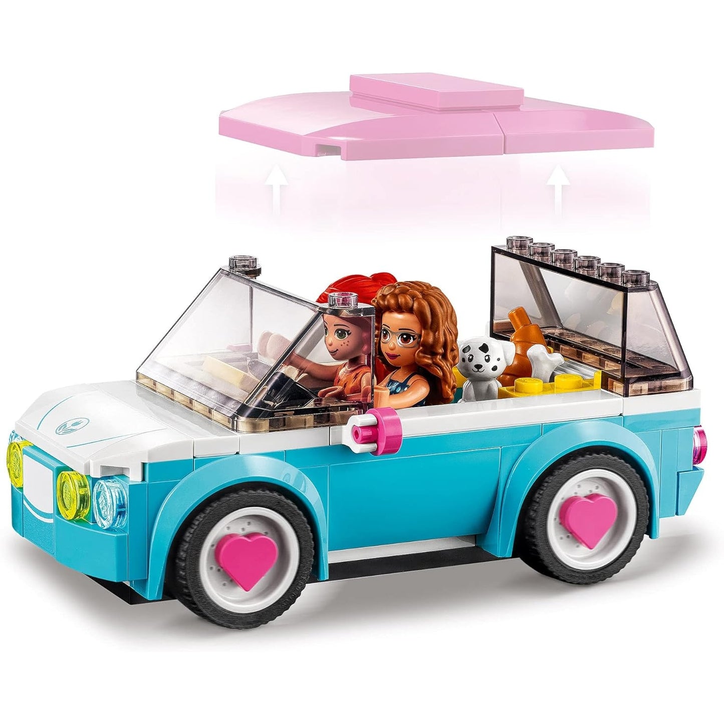 LEGO 41443 Friends Olivias Elektroauto Set mit Mini-Puppen Olivia & Mia und Spielzeugauto