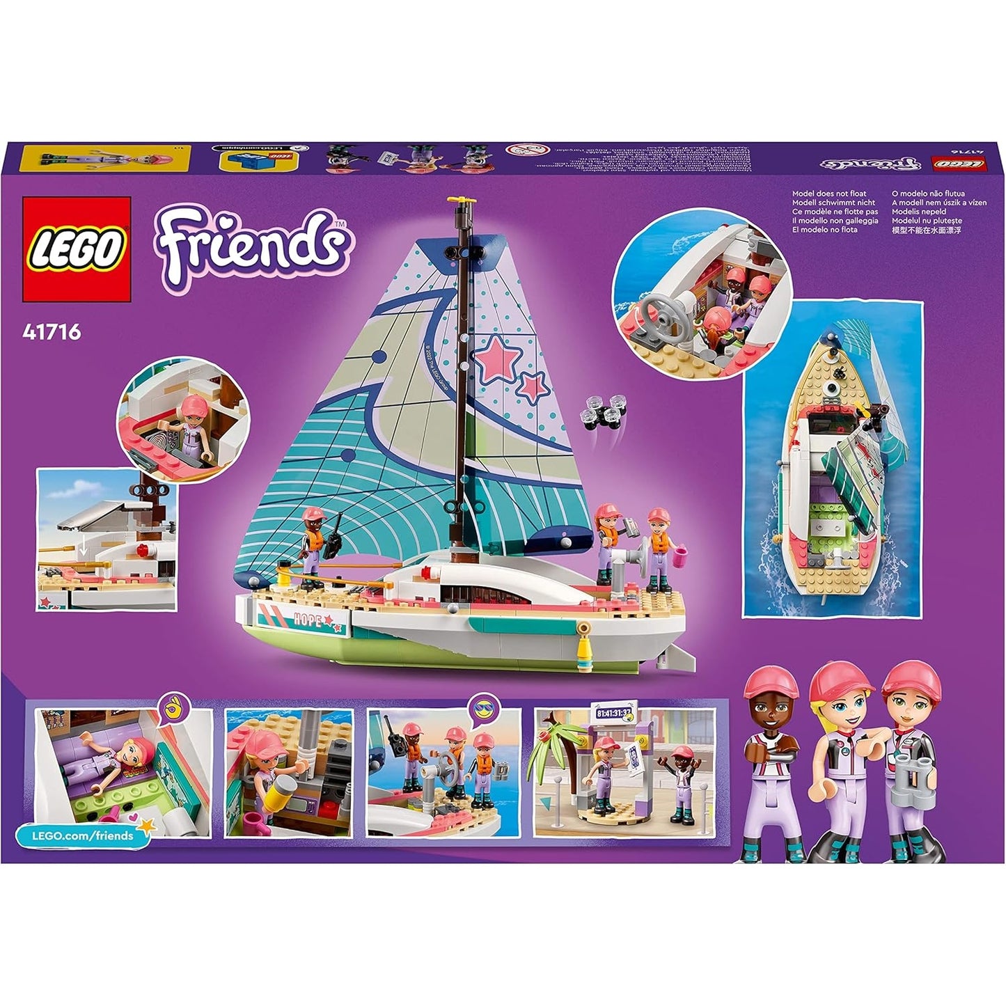 LEGO 41716 Friends Stephanies Segelabenteuer Spielzeug-Segelboot mit 3 Mini-Puppen