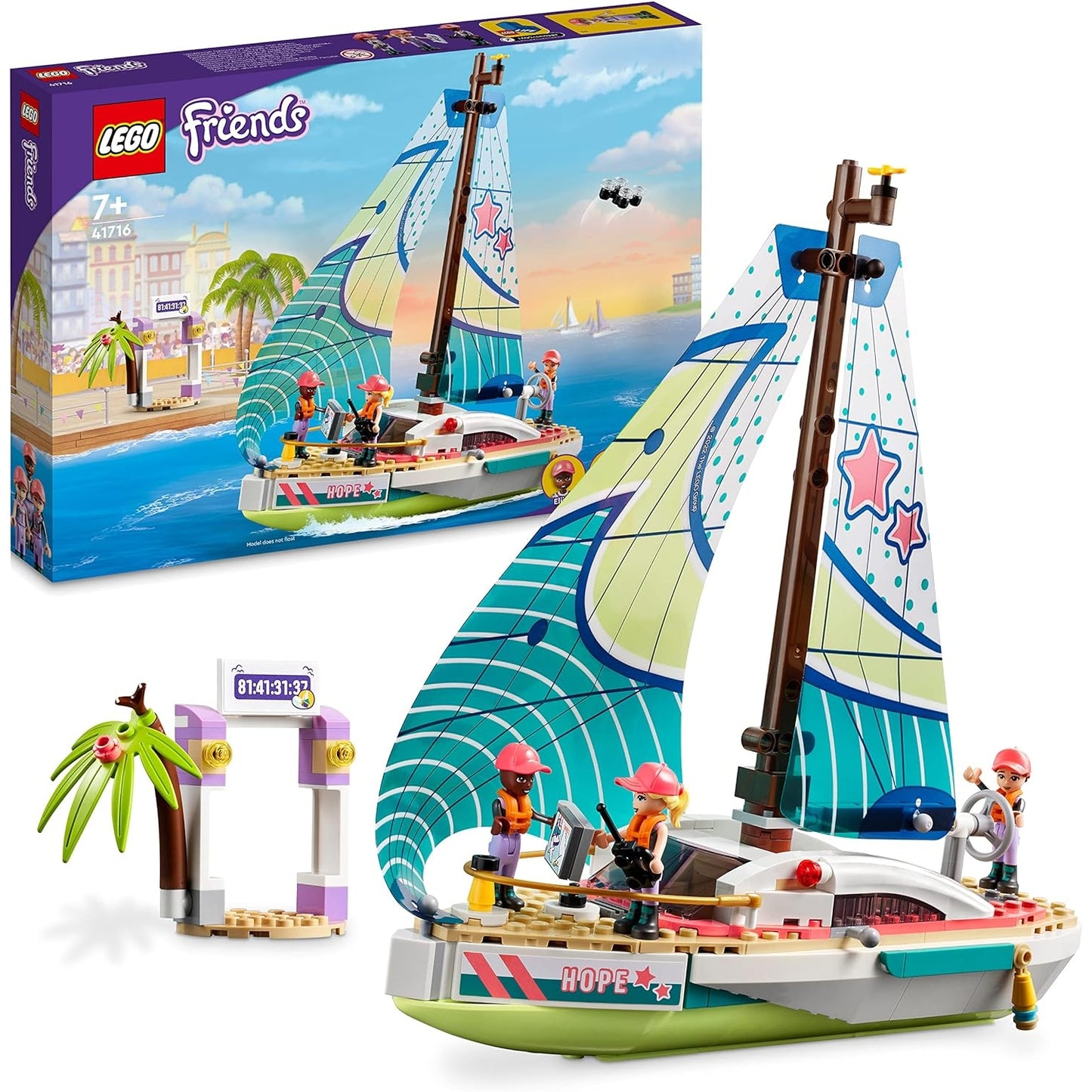 LEGO 41716 Friends Stephanies Segelabenteuer Spielzeug-Segelboot mit 3 Mini-Puppen