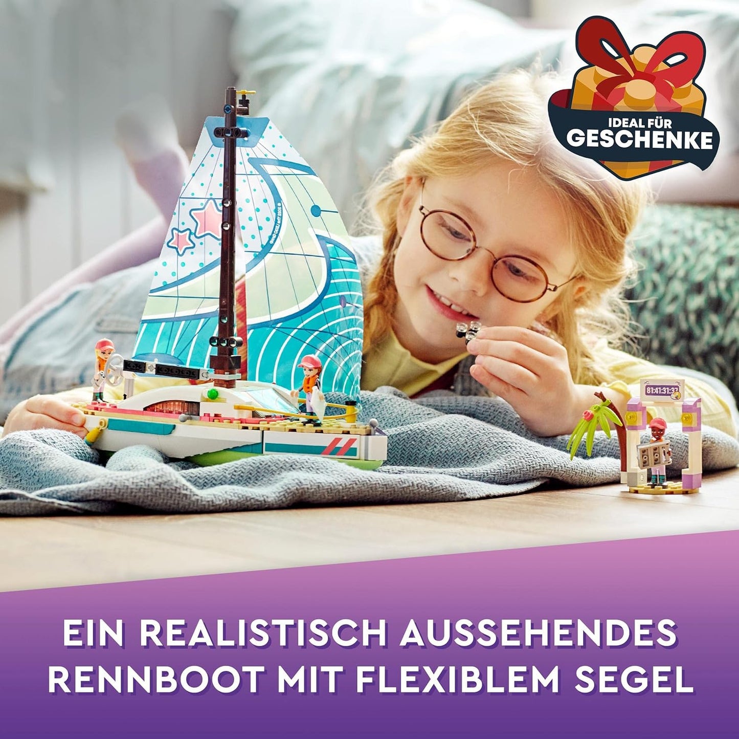 LEGO 41716 Friends Stephanies Segelabenteuer Spielzeug-Segelboot mit 3 Mini-Puppen