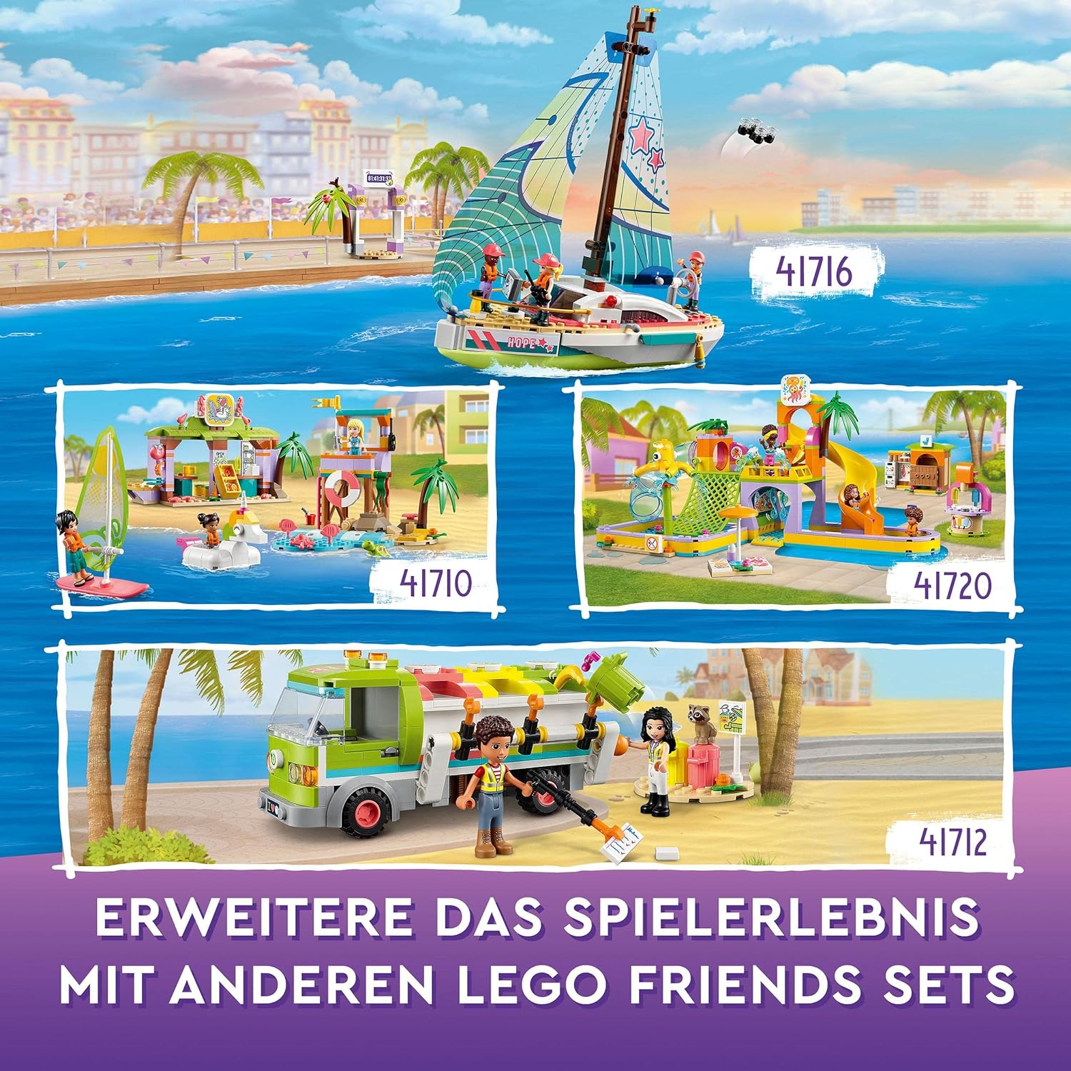 LEGO 41716 Friends Stephanies Segelabenteuer Spielzeug-Segelboot mit 3 Mini-Puppen